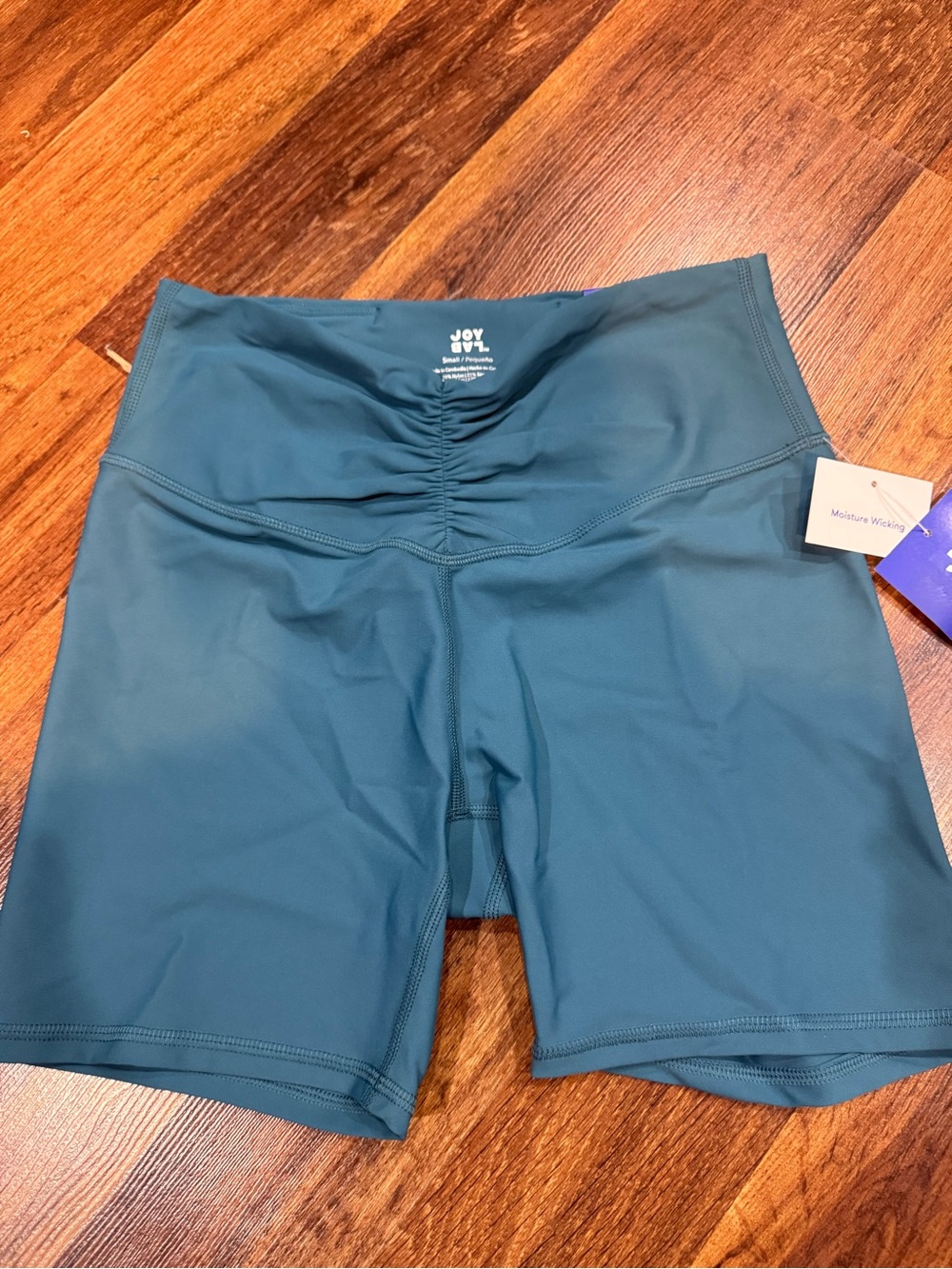 Women's JoyLabTeal High-Rise Ruched Athletic Shorts Size Small